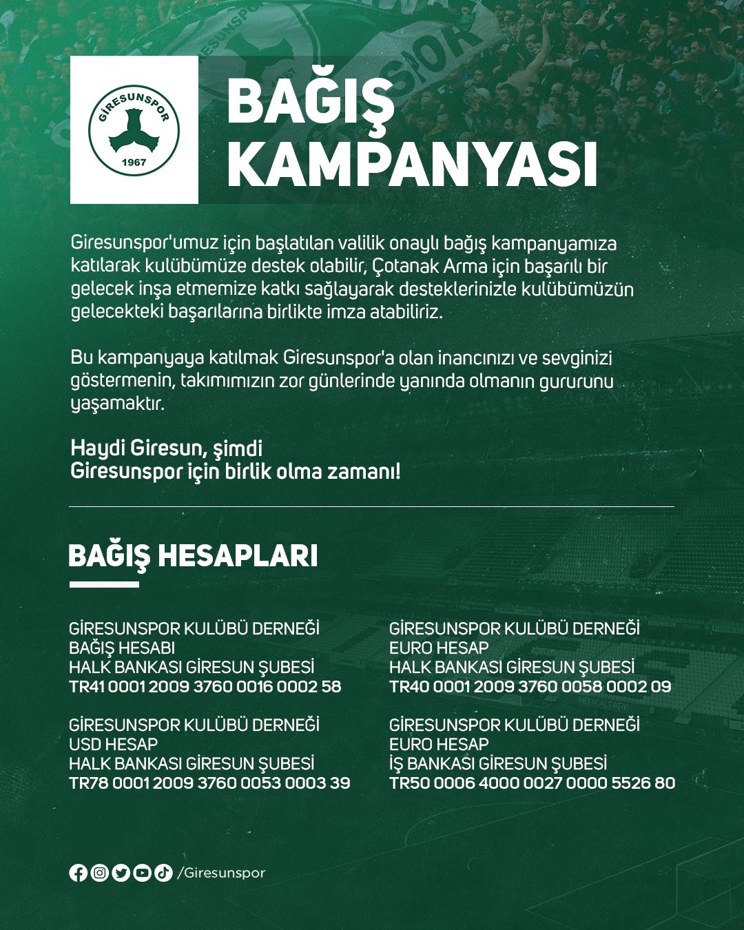 Giresunspor'umuz için el ele!